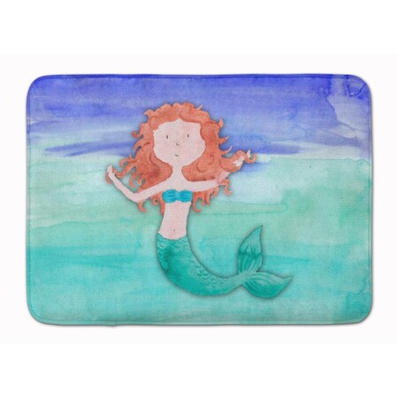 Carolines Treasures Ginger Mermaid Watercolor Machine Washable Memory Foam Mat BB7421RUG